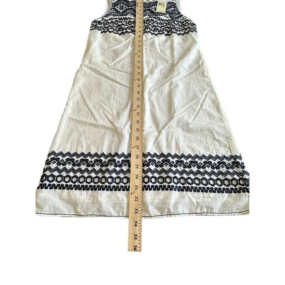 NWT $118 Max Studio Size Small White Navy Cotton Embroidered Summer Dress #I14-5 - Picture 6 of 11